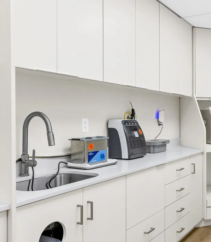 Sterilization station with ultrasonic cleaner and instrument processing equipment